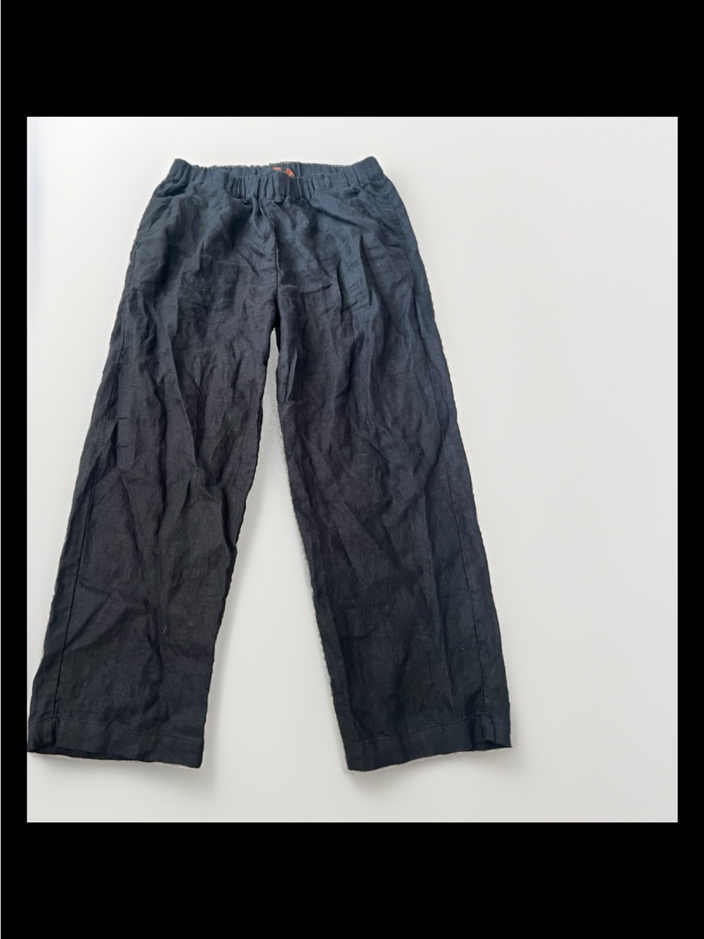 Quince Linen Ankle Pants Womens Pull On Black Straight Elastic Waist Sz M